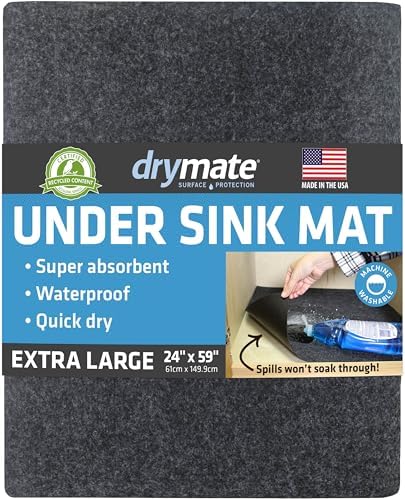 Drymate Premium XL Under Sink Mat, Waterproof Liners, 24”x59”, Charcoal
