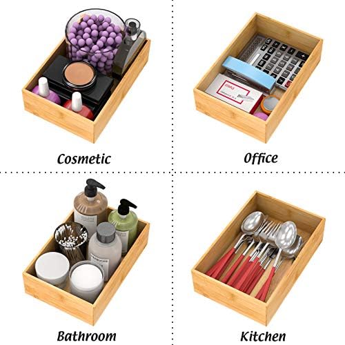 Bamboo Kitchen Drawer Organizer 9"x 6", Storage Box for Utensil Organizer