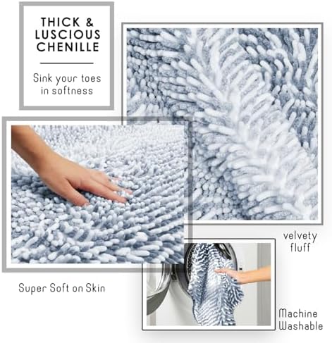 Clara Clark Bathroom Accessories Set - 27PC Bathroom Set with Adhesive Corner Shower Caddy Hanging, Bathroom Sets with Shower Curtain and Rugs, Ombre Navy Shower Curtain Set with Bathroom Trash Can