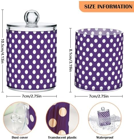 ALAZA Polka Dot Hipster Funny 4 Pack Qtip Holder Dispenser for Cotton Swabs, Balls, Pads, Floss 10 oz Plastic Canister Organizer