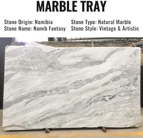 Koville African Natural Marble Decorative Tray, 12"x6" - Countertop Organizer, Catchall Tray for Perfume, Candles, Jewelry