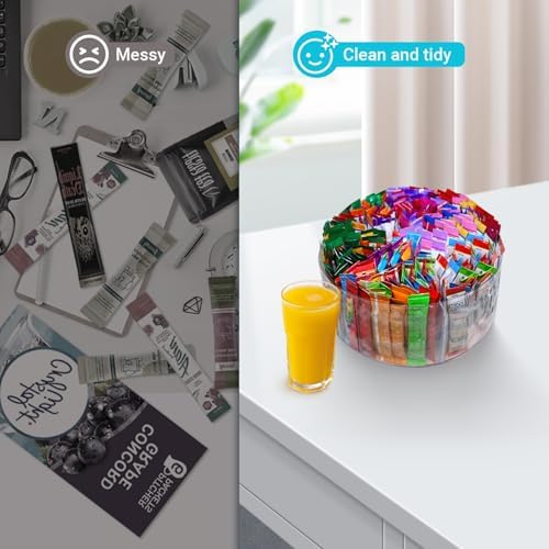 Drink Packet Organizer for Powdered Drink Mix,Powder Packet,Water Packet,Water Flavor Packet,Lazy Susan Organizer for Drink Mix Rotating Holder for Necessities