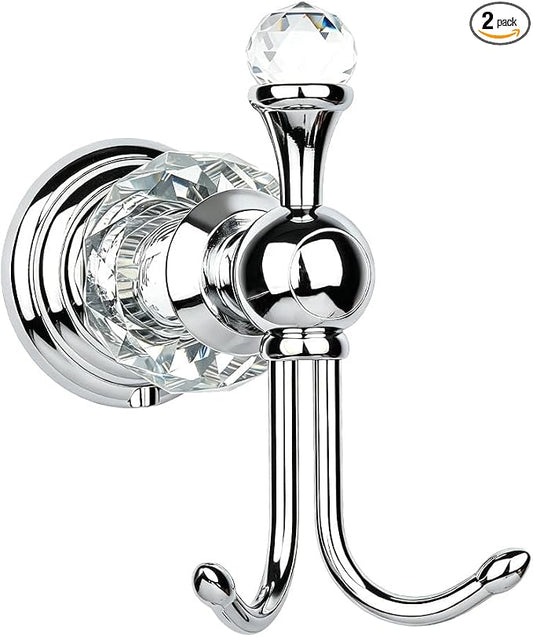 Chrome Crystal Towel Hooks for Bathroom Wall Mounted Hand Towel Holder Kitchen Robe Hook Bedroom Towel Hanger,Drilling Installation
