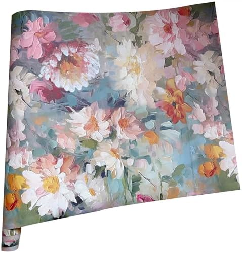 Vintage Ink Flowers Dresser Drawer Liner Textured Floral Contact Paper Shelf Liners for Cabinets and Shelves Cabinets Dresser