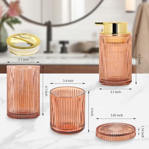 4pcs Brown Glass Bathroom Accessories Set