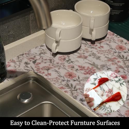 Colorful Floral Non-Adhesive Shelf Fridge Liner, Waterproof EVA