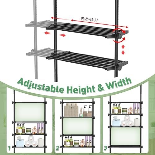 SUNALLY Over The Toilet Storage Shelf, Over Toilet Bathroom Organizer,Black