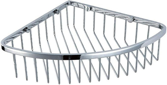 Corner Shower Caddy,Chrome Corner Shower Basket,Wall Mounted Bathroom Soap Holder & Shampoo Shelf,Solid Brass Wire Basket Soap Dish for Inside Shower,Polished Chrome