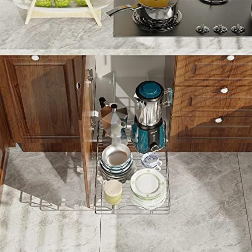 LOVMOR Pull Out Cabinet Organizer and Storage 9" W x 21½" D, Slide Out Shelves for Kitchen Cabinets