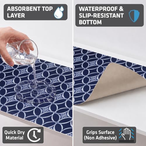 Drymate Premium Luxury Shelf & Drawer Liners, 12”x59”, 2-Pack, Indigo