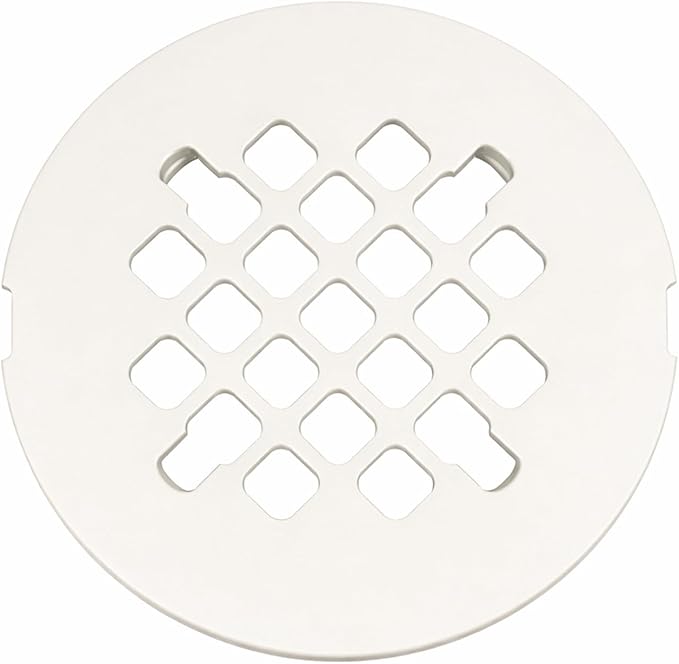 4 ¼” White Snap-in Shower Drain Cover - Stainless Steel Replacement - 4.25" OD Shower Drain Strainer - Easy Install - Premium Round Shower Drain Cover - Solid Brass Construction