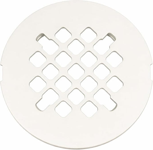 4 ¼” White Snap-in Shower Drain Cover - Stainless Steel Replacement - 4.25" OD Shower Drain Strainer - Easy Install - Premium Round Shower Drain Cover - Solid Brass Construction
