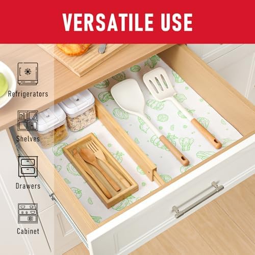 Cooyes 6 Pack Refrigerator Shelf Liners for French Door Fridge, 17.7" × 36" Extra Large, Non-Slip Fridge Mats Machine Washable, Refrigerator Drawer Liner for Glass Shelves Kitchen Cabinet