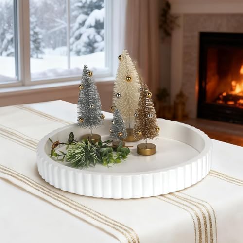 Decorative Tray for Coffee Table, 12'' Resin Round Tray for Home Decor