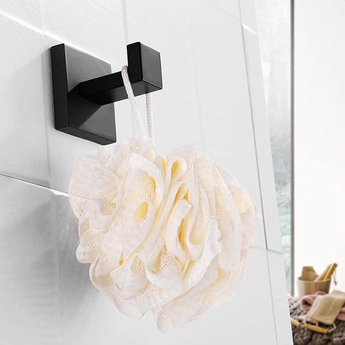 Towel Hooks for Bathroom Bath Robe Hook,Towel Holder Hanger with Screw,Coat Hooks Wall Mount,Heavy Duty for Hanging Bag Hat,Black 4 Pack