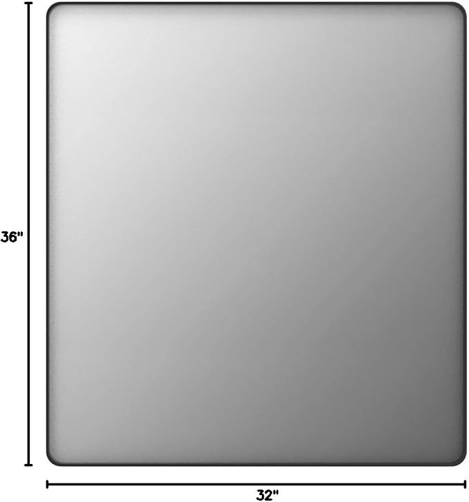 LOAAO 32x36 Inch Black Bathroom Mirror Metal Framed | Matte Black, Rounded Rectangle, Anti-Rust, Tempered Glass, Hangs Horizontally or Vertically, Wall-Mounted