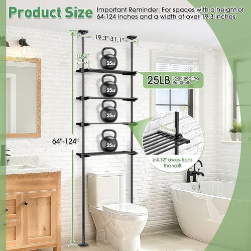 SUNALLY Over The Toilet Storage Shelf, Over Toilet Bathroom Organizer,Black
