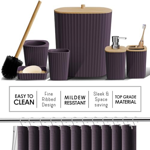 Clara Clark Purple Bathroom Set, Shower Curtain Set, Bathroom Accessory Set