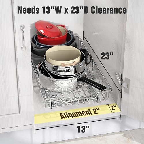 Simple Houseware Under Cabinet Pull Out Sliding Shelf, 21" Dx11 W, Chrome