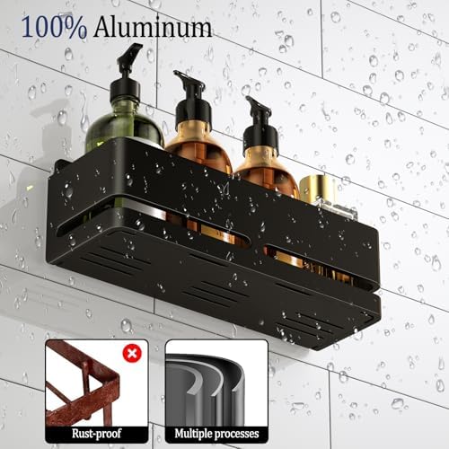 Bathroom Shower Caddy,No Drill Shower Shelves(5-piece Set-Black)
