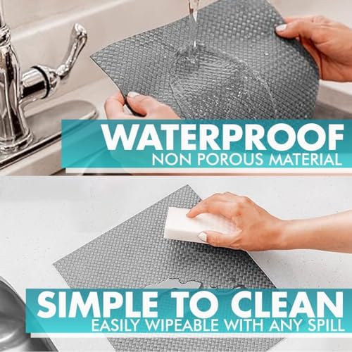 Shelf Liner, Drawer Liner & Kitchen Cabinet Liner – Thick Waterproof Rubber Refrigerator Liners, Fridge Mat, Wire Shelf Cover for Dresser, Pantry, Bathroom, Closet & Toolbox