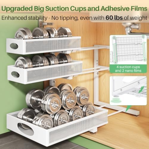 Kitstorack Under Sink Organizer 3-Tier Slide Out Drawer for Bathroom 2-Pack