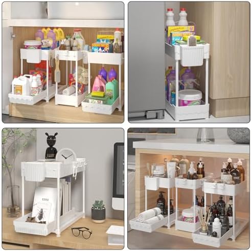 Sevenblue 3-Pack 2-Tier Under Sink Organizers with Sliding Drawers