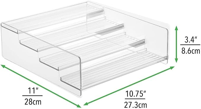 mDesign Plastic Bathroom Storage Organizer Shelf for Cabinet, Vanity, Countertop - Holds Vitamins, Supplements, Medicine Bottles, Nail Polish, Makeup - 4 Levels - Ligne Collection, 2 Pack, Clear