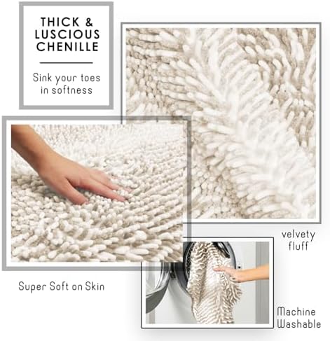 Clara Clark Bathroom Accessories Set - 27PC Bathroom Set with Adhesive Corner Shower Caddy Hanging, Bathroom Sets with Shower Curtain and Rugs, Ombre White Shower Curtain Set with Bathroom Trash Can