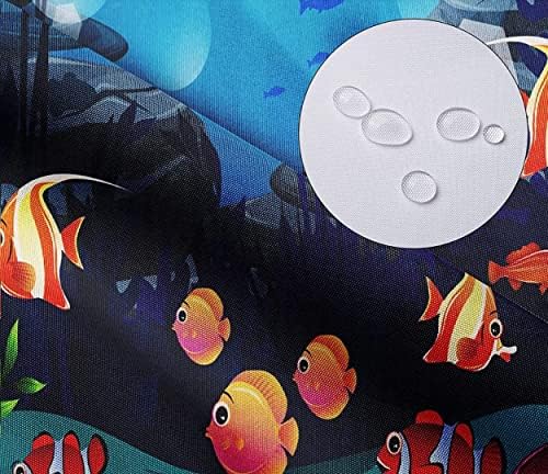 NBVKO 4PCS Cartoon Blue Ocean and Creature Shower Curtain Set with Non-Slip Rugs,Toilet Lid Cover and Bath Mat,Bathroom Decor Accessory Set