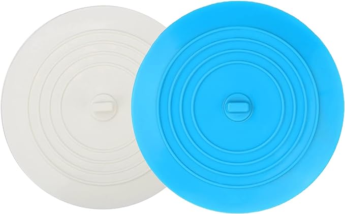 V-TOP Bath Tub Drain Stopper 2 Pack, 6 inch Silicone Drain Cover Tub Plug | Universal Flat BathTub Drain Cover Sink Stopper, Shower Drain Plug for Kitchen, Bathroom Tub Accessories and Laundry