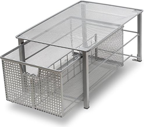 Deco Brothers Stackable Pull Out Cabinet Sliding Basket with Divider, Large