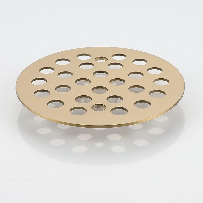 4-1/4 Inch Screw-in Round Shower Drain Cover Replacement Floor Drainer Grate with Screws (Brushed Golden)