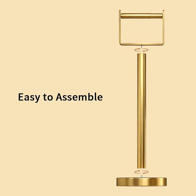 Heavy Duty Toilet Paper Holder Stand, Extra-Weighted Base No Tipping | Stainless Steel Toilet Paper Stand, Free Standing Floor Tissue Roll Holder for Bathroom, Gold 200UP