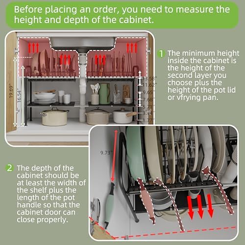 NETEL Expandable Under Sink Organizer，Pot and pan Organizer Under Cabinet