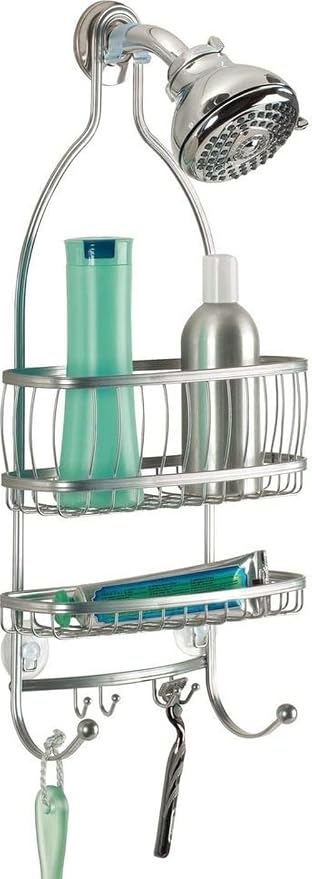iDesign York Metal Extra-Wide Hanging Shower Caddy, Silver | 10" x 4" x 22"