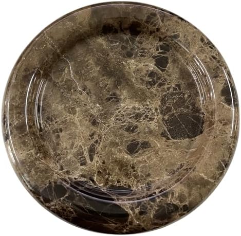 Natural Marble Round Vanity Tray Jewelry Makeup Dish Decorative Tray for Coffee Table,Bathroom,Bedroom (Coffee Net)