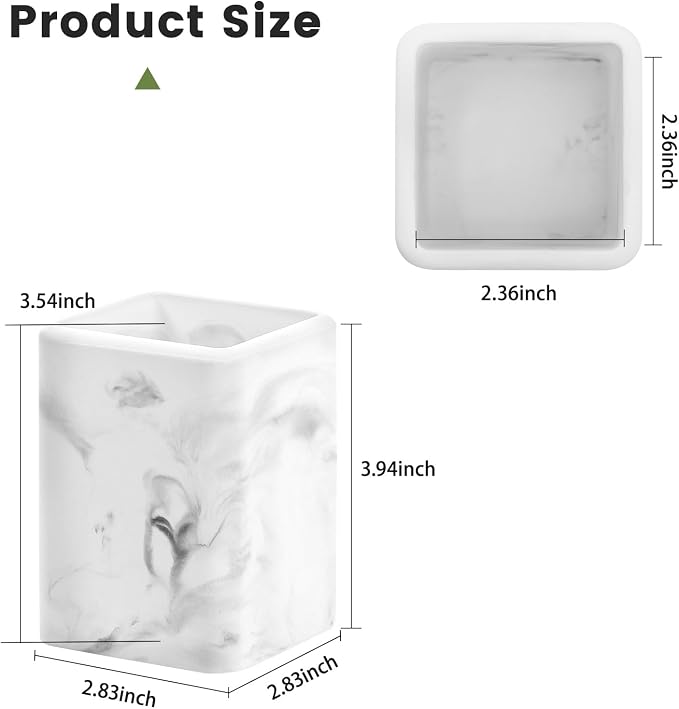 Luxspire Toothbrush Holders, Diatomite Toothbrush Cups for Bathroom, Marble | Fast Drying, Diatomaceous Earth, Electric Toothbrush Holder, Toothbrush and Toothpaste Holder, Bathroom Organizer Essentials