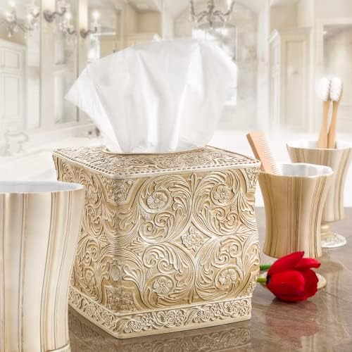 Creative Scents Victoria Beige Bathroom Trash Can Wastebasket 1.3 Gal / 5L