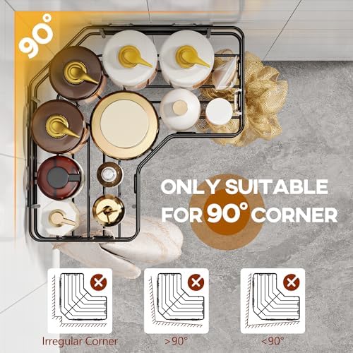 MAXIFFE 3 Pack Corner Shower Caddy with Soap Holder, Large Capacity Sturdy Easy Install No Drilling Stainless Steel Hold 40 LBS Shower Organizer Shelves Rack Storage for Family Renters Bathroom, Black