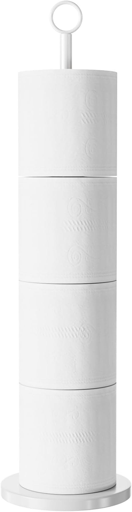 Toilet Paper Holder Stand Free Standing Rolls Storage,White | Modern Bathroom Toilet Paper Holder Stand, Stainless Steel, 4 Roll Storage, Freestanding Design, Space Saving, Easy Assembly