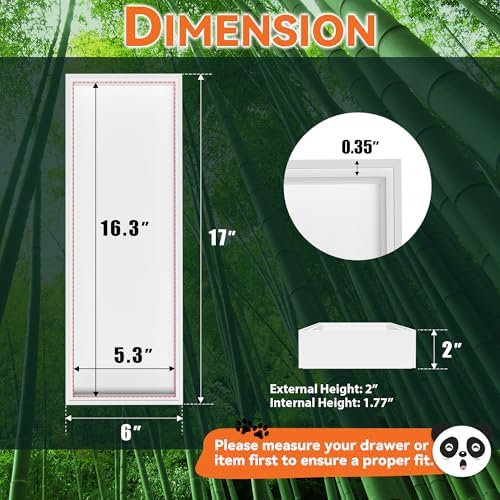 Lixple Bamboo Kitchen Drawer Organizer, 2 Pack, 17" x 6" x 2", White
