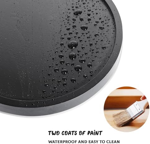 Round Decorative Tray Wood Bathroom Counter Organizer Farmhouse Kitchen Decor Wooden Riser for Soap Dish, Perfume, Candle, Sponge, 10" - Black