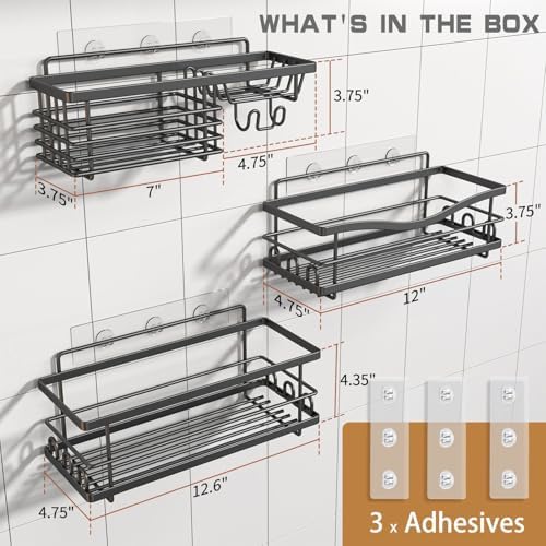 Youvip Shower Caddy, 3 Pack, Black