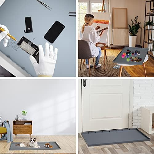 Under Sink Mat for 36" Cabinet, Holds Over 3.3 Gallons, Silicone Waterproof Mat, Under Sink Liner Sink Cabinet Protector for Water Drips, Leaks, Spills Gray 35x22.5 inch