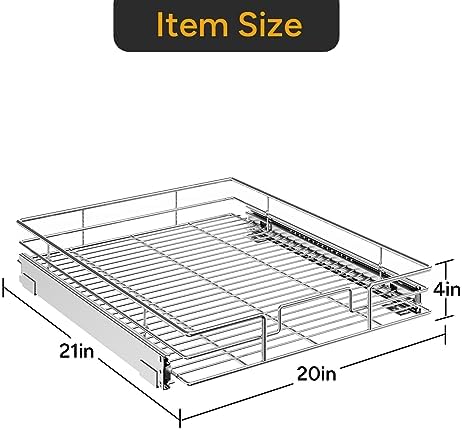 ROOMTEC Pull Out Cabinet Organizer(20" W x 21" D),Heavy Duty Slide Out Shelves,Pull out Drawers for Kitchen Cabinet,Base Cabinet Organization for Home, Kitchen, Bathroom