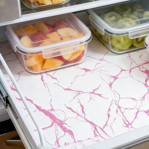 Pink Marble Pattern Shelf Liner, Non-Adhesive Non-Slip Thickened