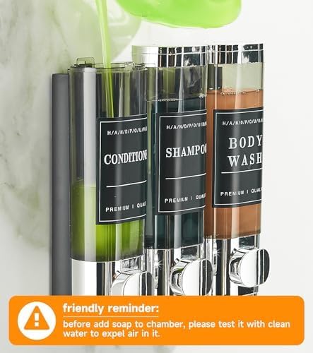 Shower Soap Dispenser Wall Mounted No Drill Shampoo Dispenser for Shower Wall Shampoo and Conditioner Dispenser Bathroom Hotel 3 * 300ml Chrome 1