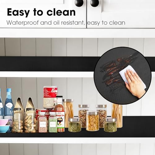 Drawer and Shelf Liner for Kitchen Cabinets, Black, 12IN X 10FT
