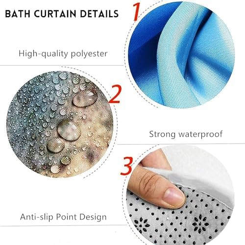 Yddsky 4 Pcs Red Rose Shower Curtain Set with Rugs Bathroom Set